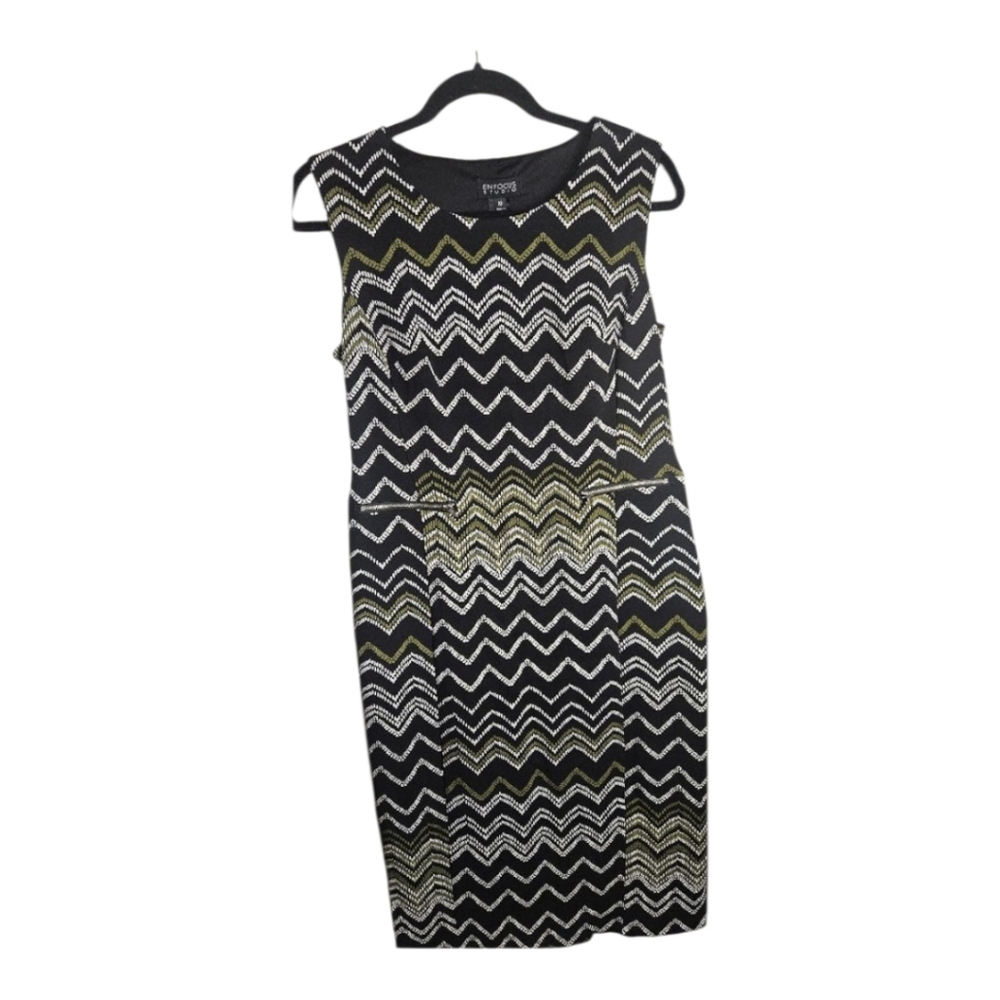 Enfocus Studio Black and Green Zigzag Dress